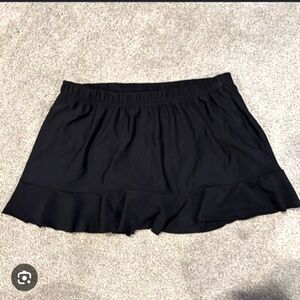 Aqua Green Black Ruffle Swim Skirt